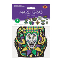 216 Pack Bulk Mini Mardi Gras Glitter Cutouts Double-Sided Decor