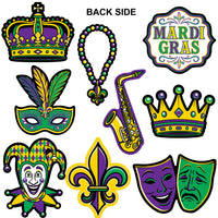 216 Pack Bulk Mini Mardi Gras Glitter Cutouts Double-Sided Decor