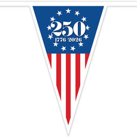12 Pack Bulk Semiquincentennial Pennant Banner All-Weather, 10 ft