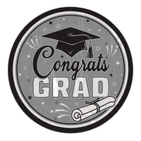 216 Pack Bulk Congrats Grad 9 inch Dinner Plates Black