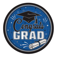 216 Pack Bulk 9 inch Congrats Grad Blue Dinner Plates Graduation Party