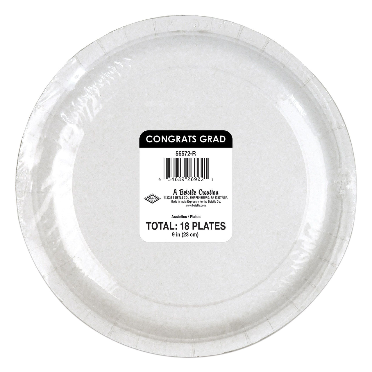 216 Pack Bulk Red "Congrats Grad" 9-Inch Dinner Plates