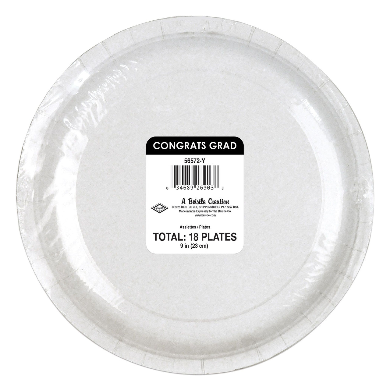 216 Pack Bulk 9" Yellow "Congrats Grad" Dinner Plates Graduation Party