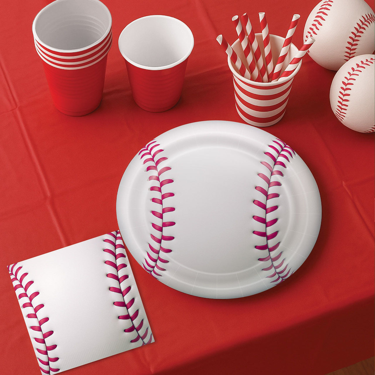 96 Pack Bulk 9 inch Baseball Party Plates Set of 8 Sports-Themed Dinnerware