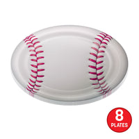 96 Pack Bulk 9 inch Baseball Party Plates Set of 8 Sports-Themed Dinnerware