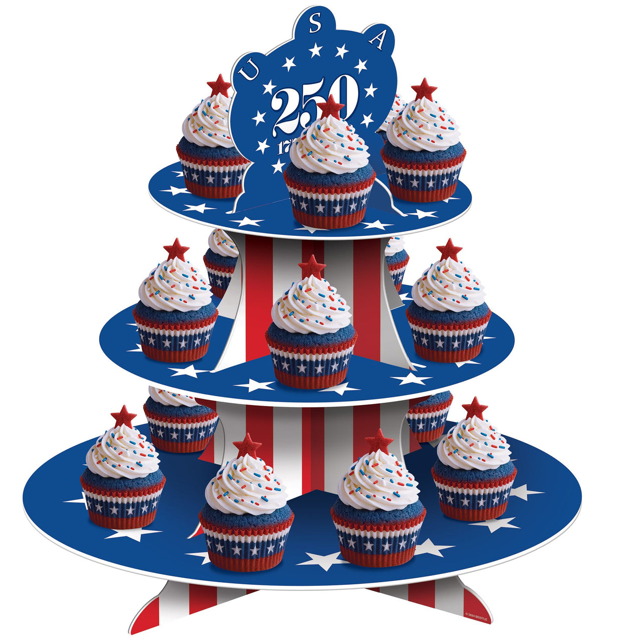 12 Pack Bulk Semiquincentennial Cupcake Stand 16 inch Patriotic Display