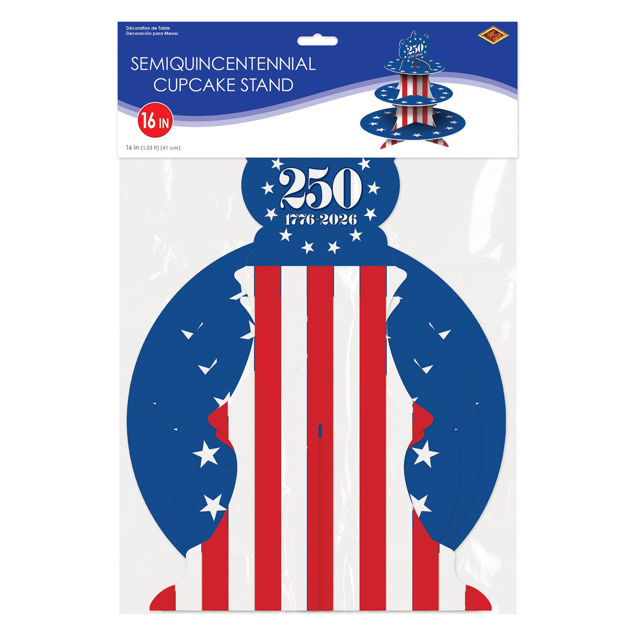 12 Pack Bulk Semiquincentennial Cupcake Stand 16 inch Patriotic Display