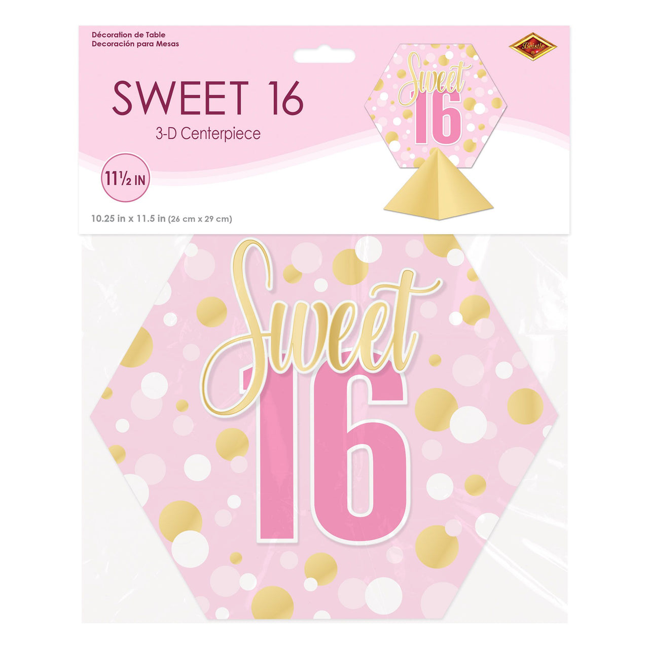 12 Pack Bulk Sweet 16 3D Centerpiece Pink & Sparkly Party Decor