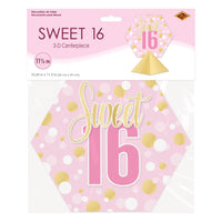12 Pack Bulk Sweet 16 3D Centerpiece Pink & Sparkly Party Decor