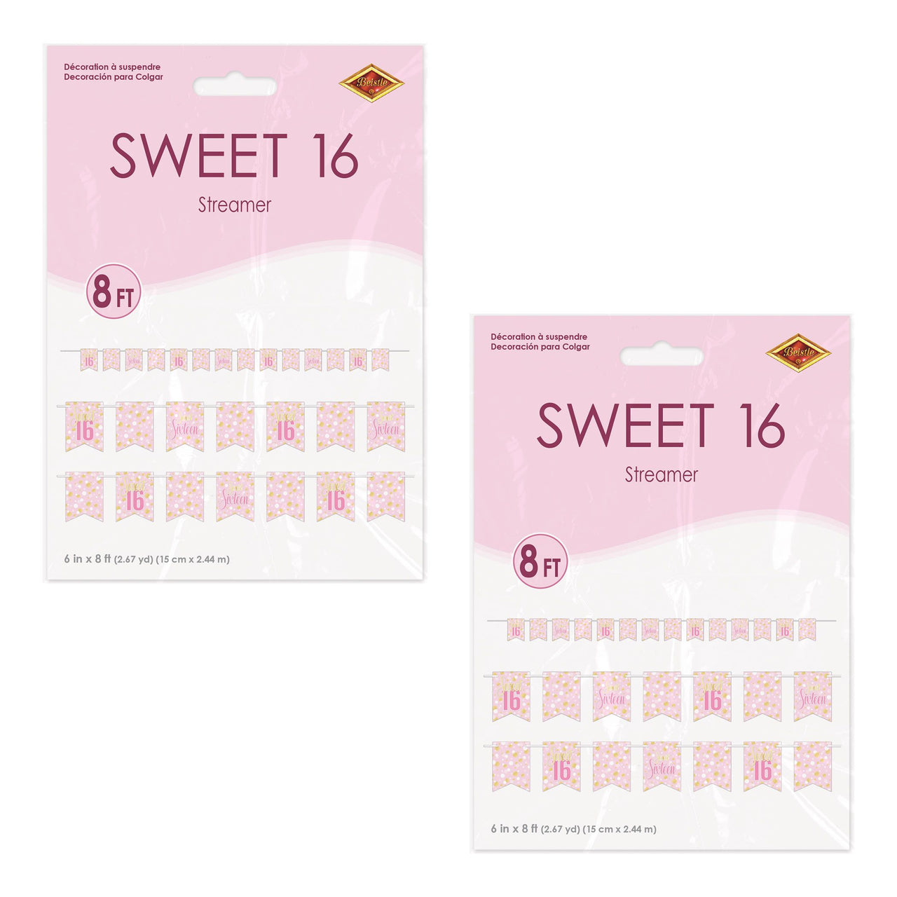 12 Pack Bulk Sweet 16 Streamer 6in x 8ft Birthday Party Banner