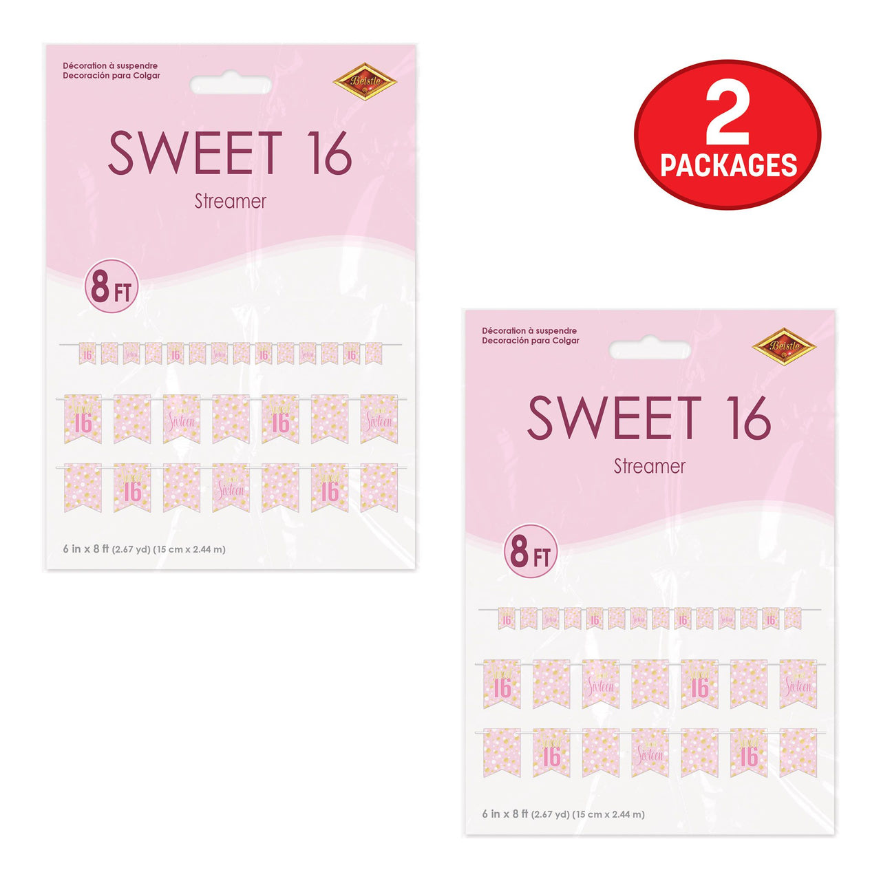 12 Pack Bulk Sweet 16 Streamer 6in x 8ft Birthday Party Banner