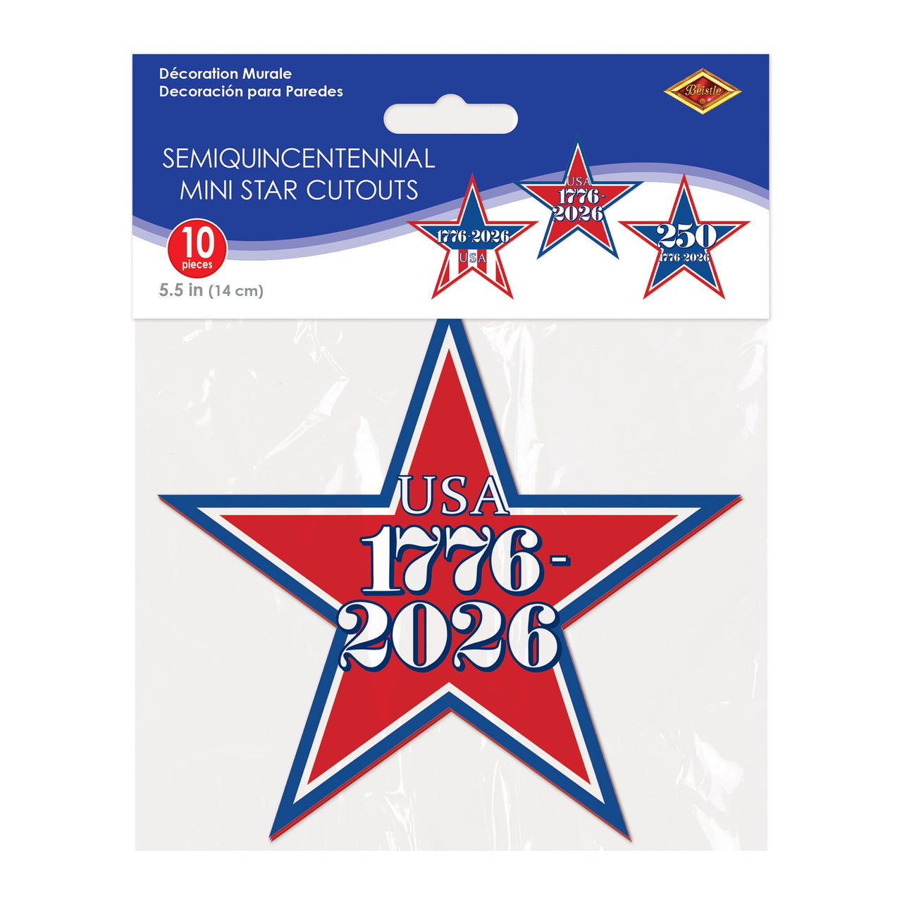 240 Pack Bulk Semiquincentennial Mini Star Cutouts Patriotic Decor