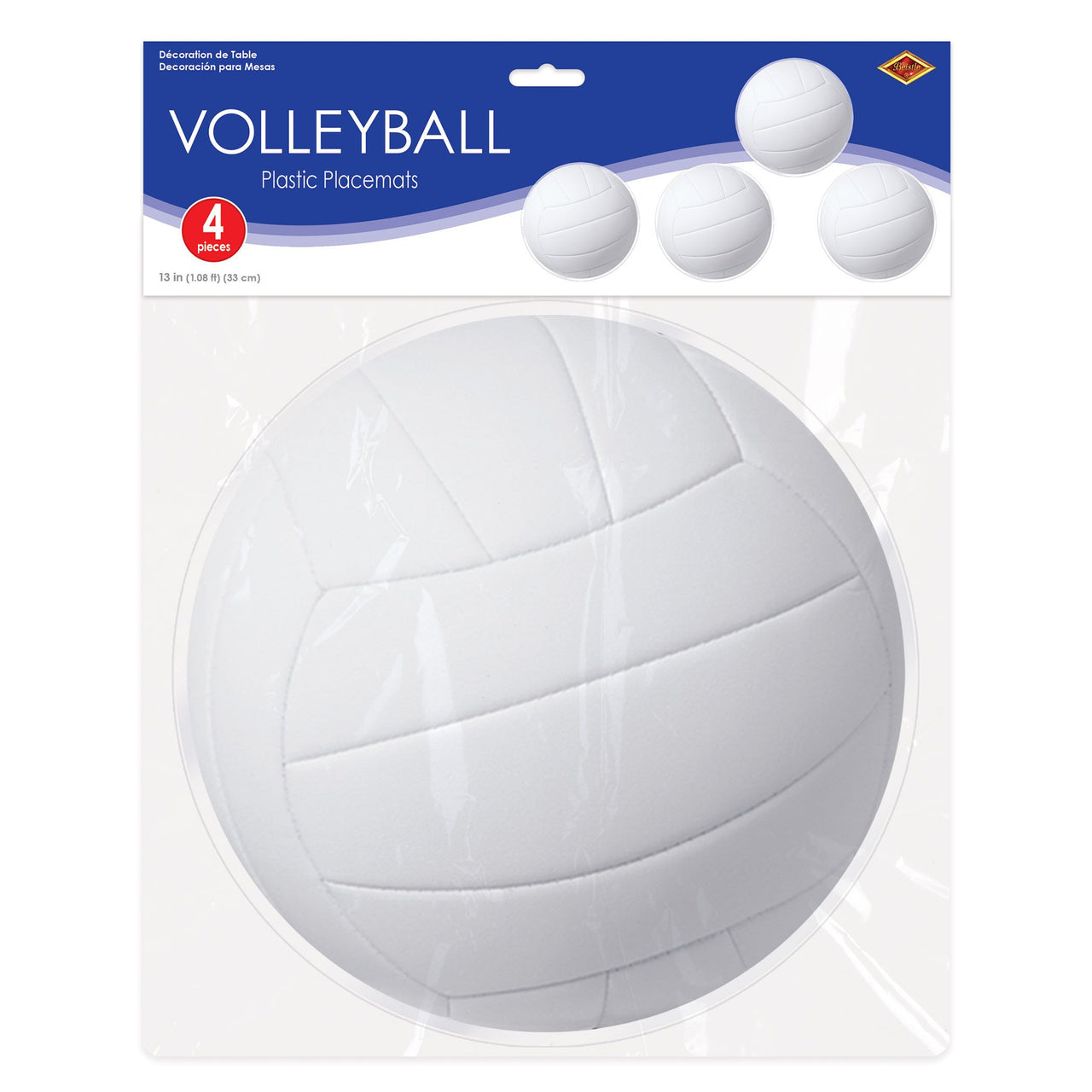 48 Pack Bulk Volleyball Round Plastic Placemats 13 inch
