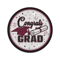 216 Pack Bulk Congrats Grad Burgundy 7 inch Dessert Plates