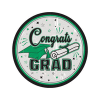 216 Pack Bulk Congrats Grad Green 7 inch Dessert Plates