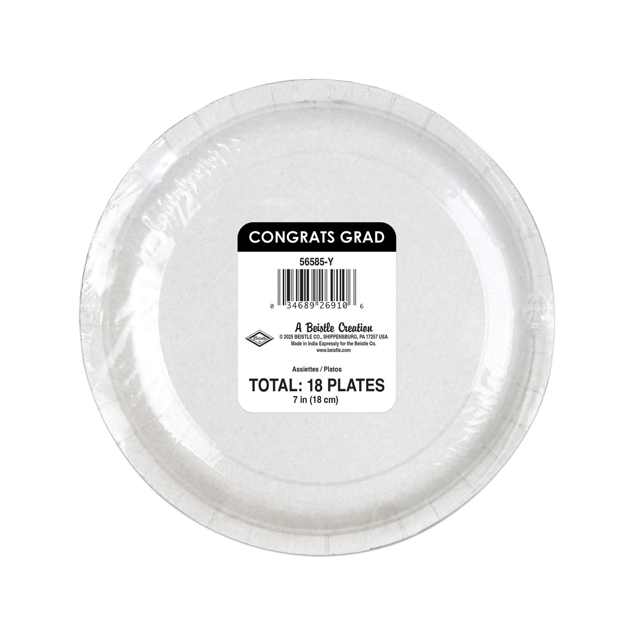 216 Pack Bulk Congrats Grad 7 inch Yellow Dessert Plates