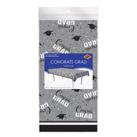 12 Pack Bulk Congrats Grad Black Plastic Tablecover 54 inch x 108 inch