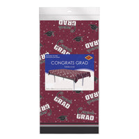 12 Pack Bulk Congrats Grad Burgundy Plastic Tablecover 54 inch x 108 inch