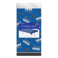12 Pack Bulk Congrats Grad Blue Plastic Tablecover 54 inch x 108 inch