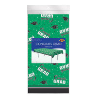12 Pack Bulk Congrats Grad Green Plastic Tablecover 54 inch x 108 inch