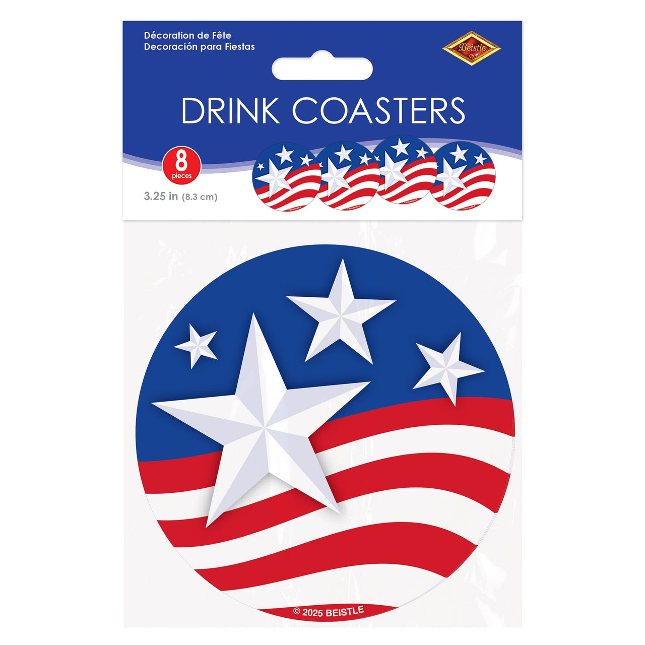 96 Pack Bulk Stars & Stripes Patriotic Coasters Tableware