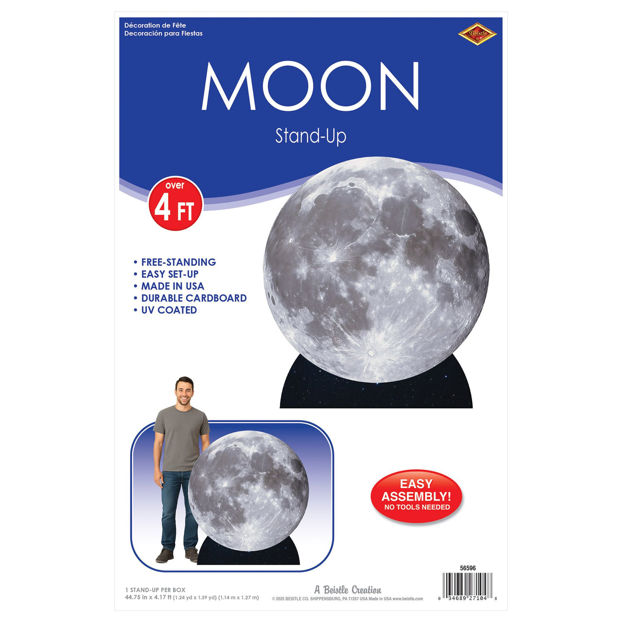 4 Pack Bulk Moon Stand-Up Prop 4ft Tall Space Decoration
