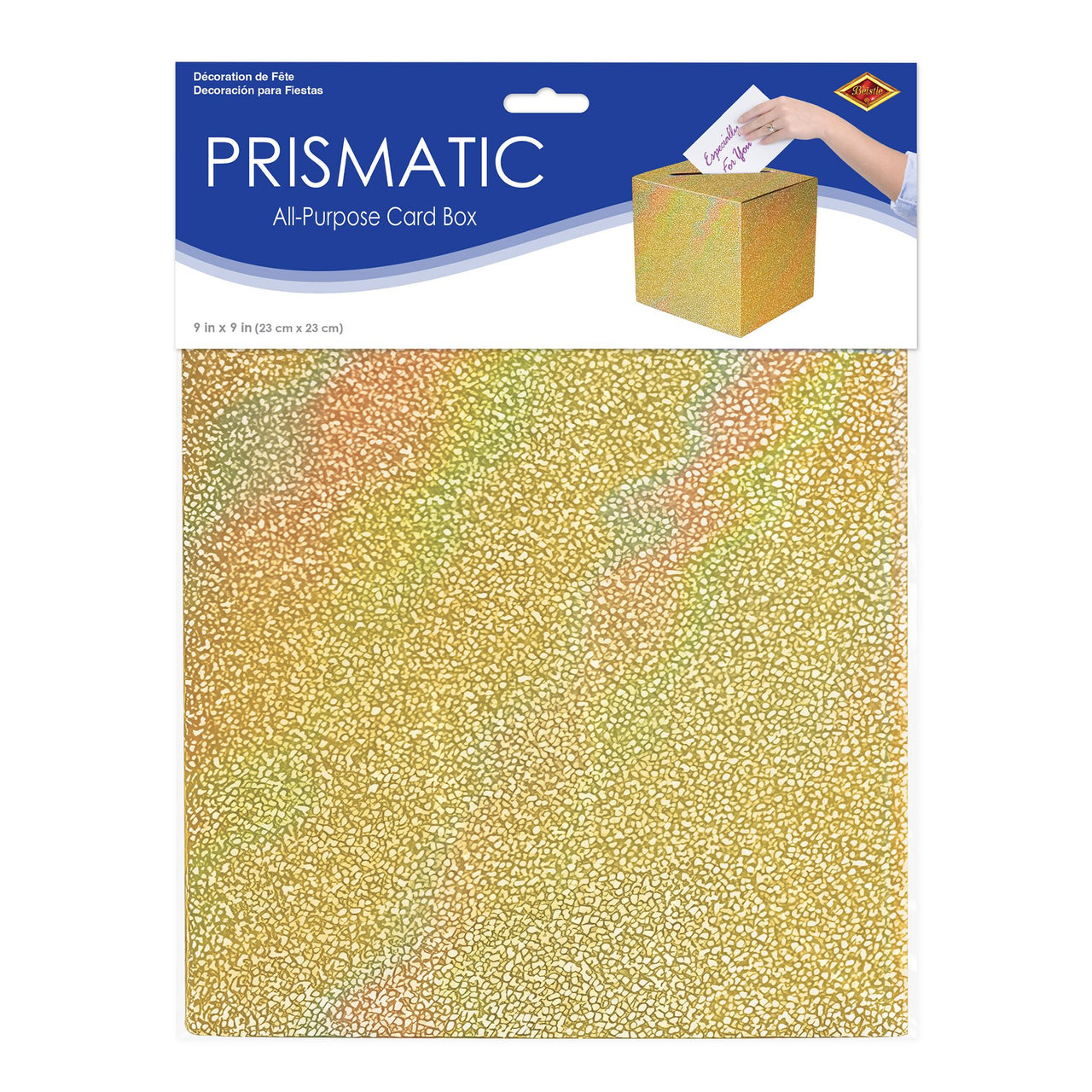 6 Pack Bulk Gold Glitter Prismatic All-Purpose Gift Card Box (9 inch x 9 inch)