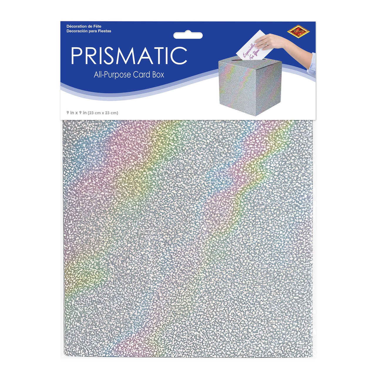 6 Pack Bulk Silver Prismatic Glitter All-Purpose Card Box 9 inch x 9 inch