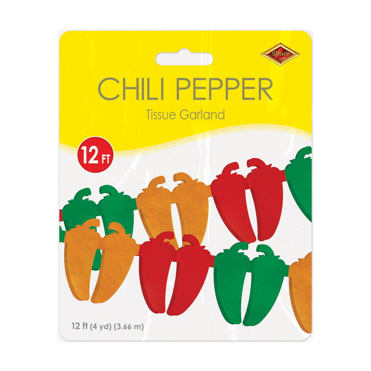 12 Pack Bulk Fiesta Chili Pepper Garland 12ft Tissue Decoration