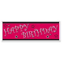 Happy Birthday Party Sign Banner - Bulk 12 Pack