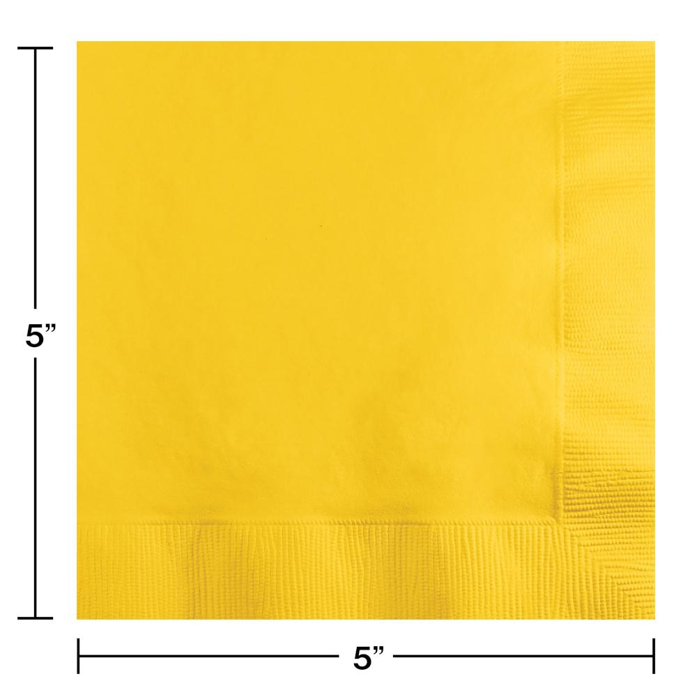 500ct Bulk School Bus Yellow Beverage Napkins 3 ply