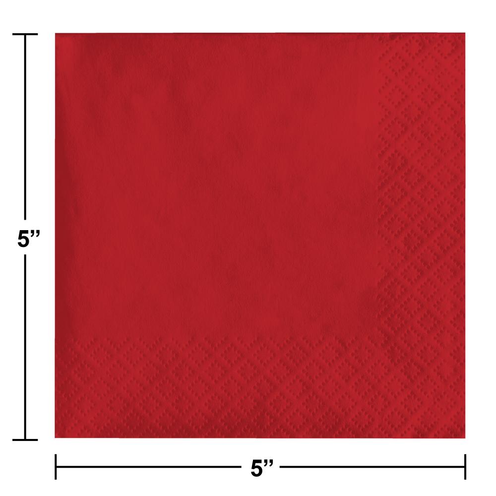 500 pc Bulk Classic Red Beverage Napkins 3 ply