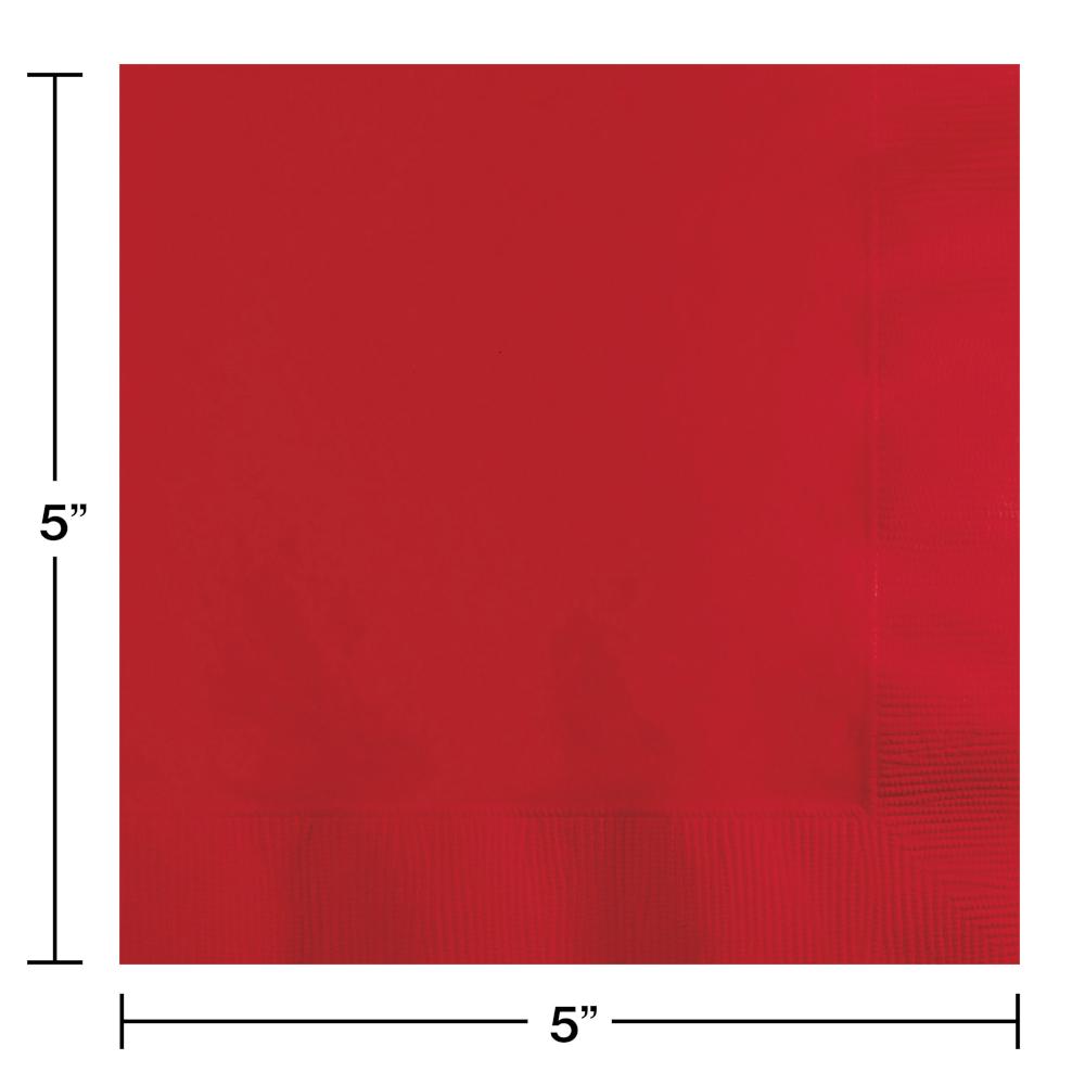 Classic Red Beverage Napkin, 3 Ply (50/Pkg)