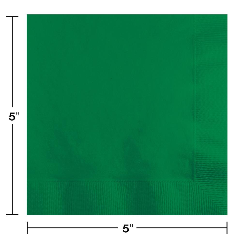 500 pc Bulk Emerald Green Beverage Napkins 3 ply