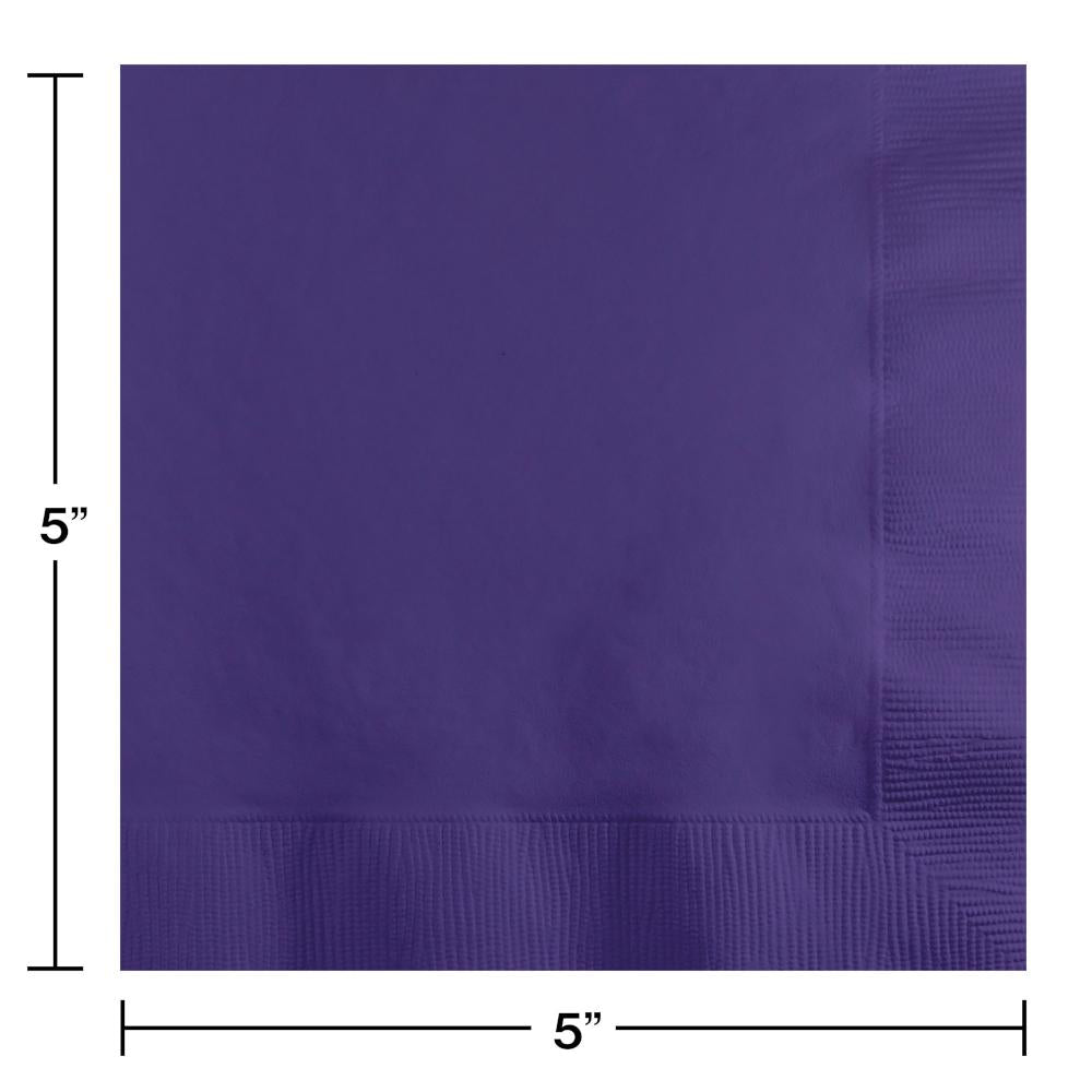 500 pc Bulk Purple Beverage Napkins 3 ply
