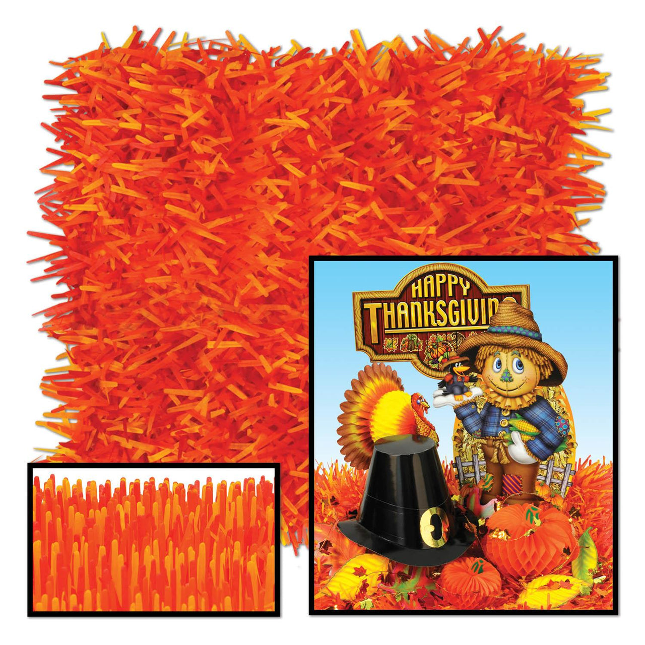 Packaged Fringed Tissue Party Mats - golden-yellow - orange - red - Bulk/24 Mats
