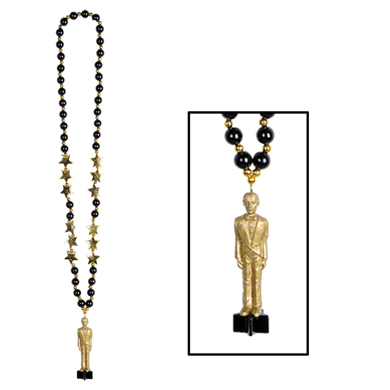 Party Bead Necklaces with Awards Night Statuette - Bulk 12 Pack