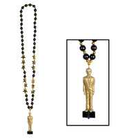 Party Bead Necklaces with Awards Night Statuette - Bulk 12 Pack