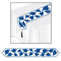 Printed Grad Cap Graduation Party Paper Table Runner - blue - Bulk 12 Pack