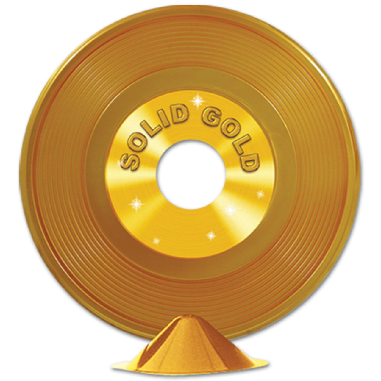 Gold Plastic Record Party Centerpiece - Bulk 12 Pack