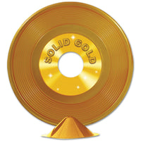 Gold Plastic Record Party Centerpiece - Bulk 12 Pack