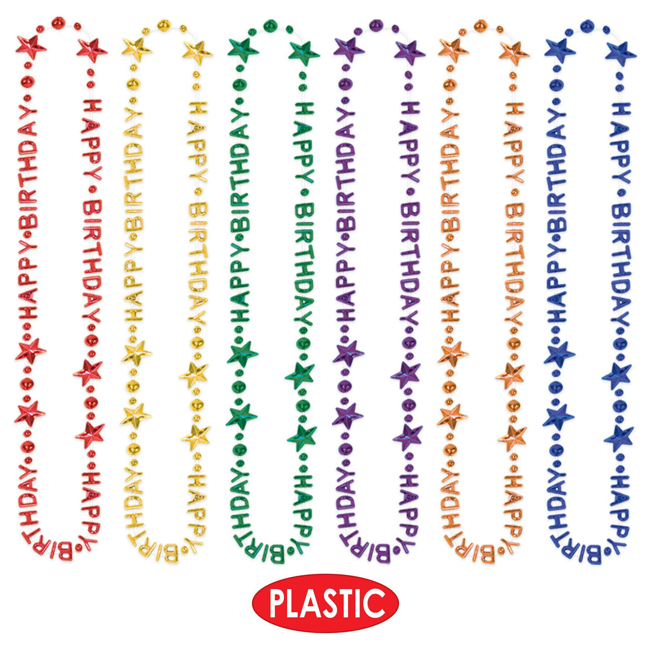 Happy Birthday Bead Necklaces - assorted colors