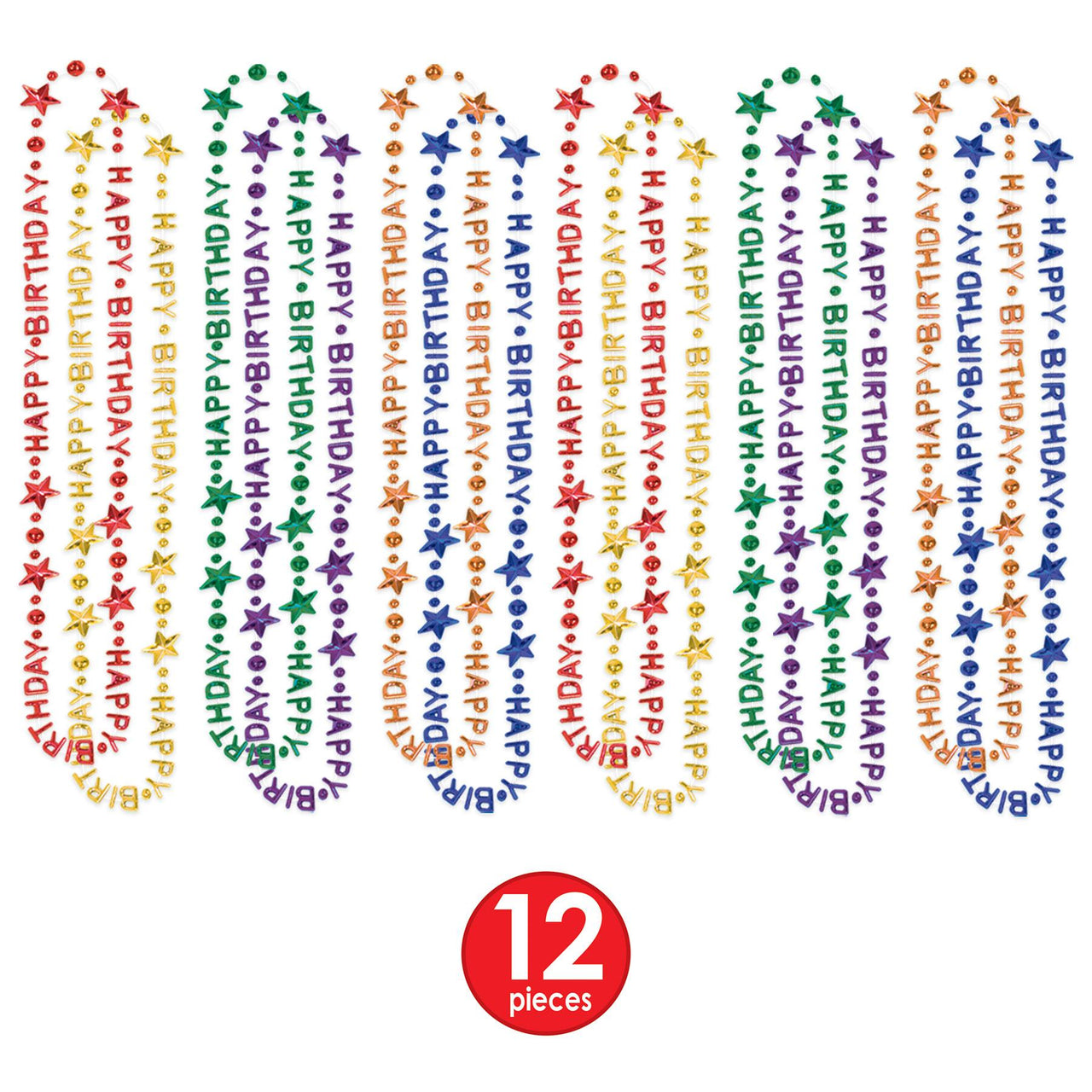 Happy Birthday Bead Necklaces - assorted colors