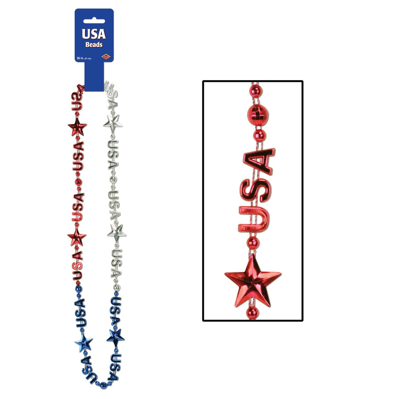 USA Party Bead Necklaces - Bulk 12 Pack