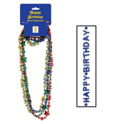 Happy Birthday Bead Necklaces - Bulk/48 Necklaces