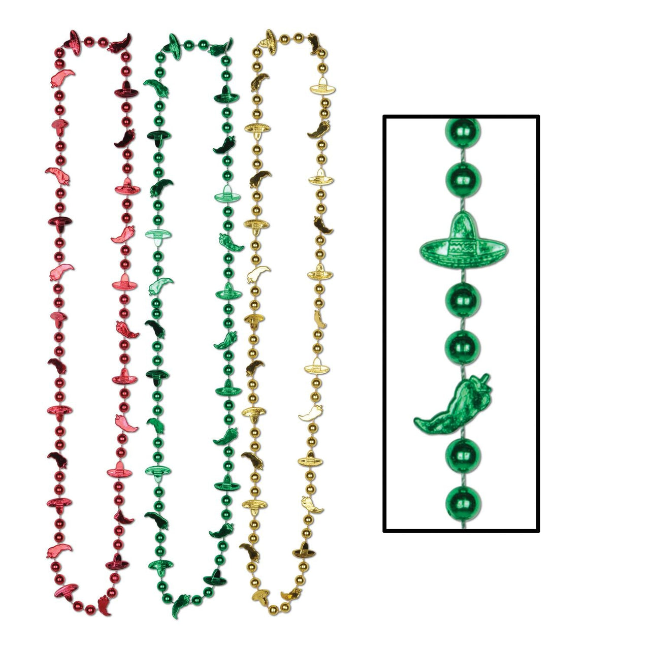 Fiesta Bead Necklaces - Asst colors - Bulk 72 Pack