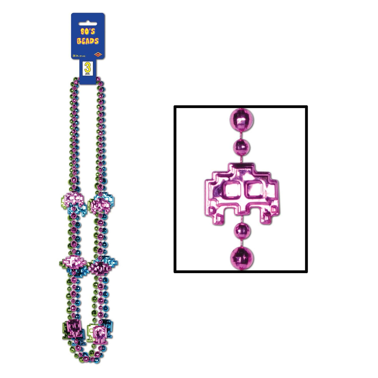 80's Party Bead Necklaces - Bulk 36 Pack