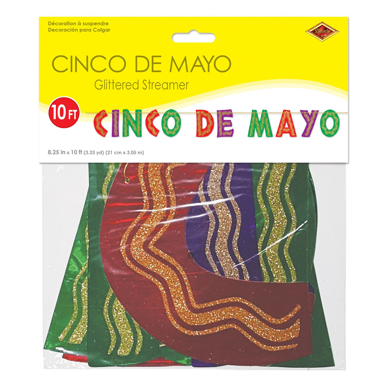 12 Pack Bulk Fiesta Glittered Cinco De Mayo Streamer