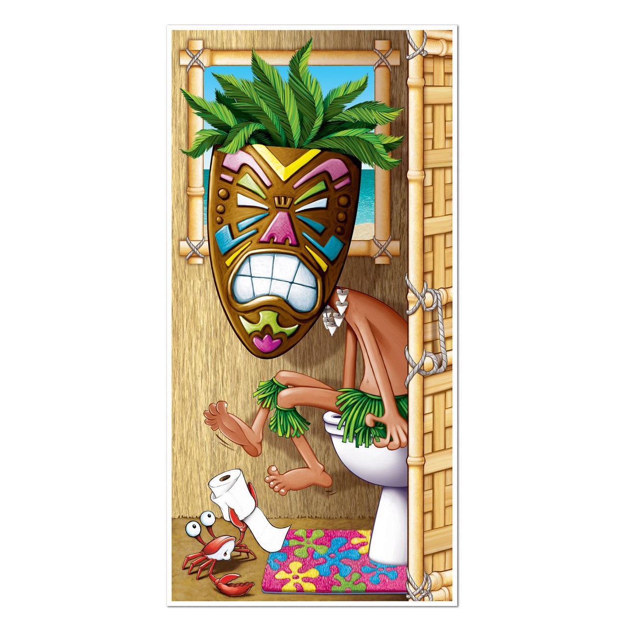 Luau Party Tiki Man Restroom Door Cover - Bulk 12 Pack