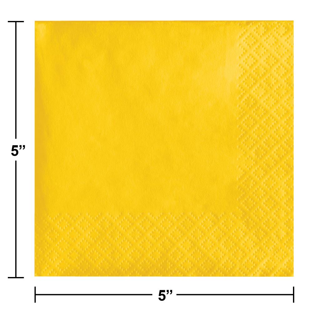 240 pc Bulk School Bus Yellow Value Friendly Beverage Napkins